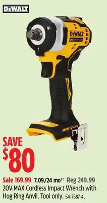 Canadian Tire DEWALT 20V MAX Cordless Impact Wrench with Hog Ring Anvil offer