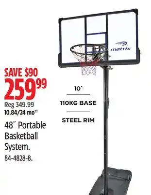 Canadian Tire MATRIX 48 Portable Basketball System offer