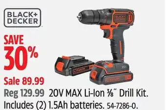 Canadian Tire Black & Decker 20V MAX Li-Ion 3⁄8 Drill Kit offer