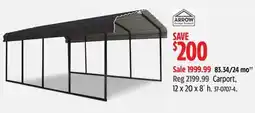 Canadian Tire Arrow Carport, 12 x 20 x 8´ h offer