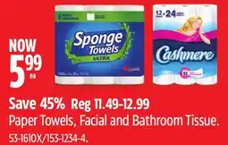 Canadian Tire Sponge Towels, Cashmere Paper Towels, Facial and Bathroom Tissue offer