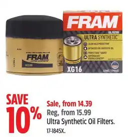 Canadian Tire FRAM Ultra Synthetic Oil Filters offer