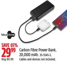 Canadian Tire BLUEHIVE Carbon Fibre Power Bank, 20,000 mAh offer