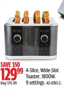 Canadian Tire Paderno 4-Slice, Wide-Slot Toaster, 1800W offer