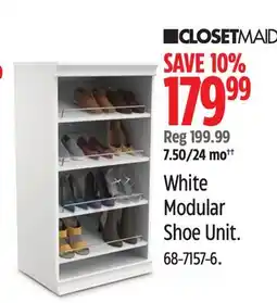 Canadian Tire ClosetMaid White Modular Shoe Unit offer