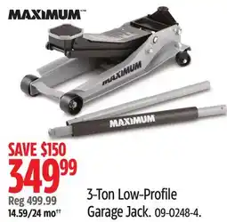 Canadian Tire MAXIMUM 3-Ton Low-Profile Garage Jack offer