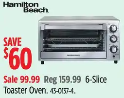 Canadian Tire Hamilton Beach 6-Slice Toaster Oven offer