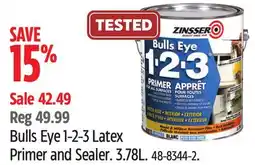 Canadian Tire Zinsser Bulls Eye 1-2-3 Latex Primer and Sealer offer