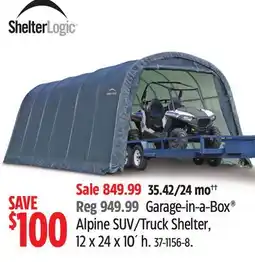 Canadian Tire ShelterLogic Garage-in-a-Box Alpine SUV/Truck Shelter, 12 x 24 x 10´ h offer