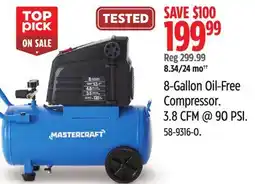 Canadian Tire Mastercraft 8-Gallon Oil-Free Compressor offer