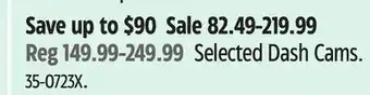 Canadian Tire Reload Selected Dash Cams offer