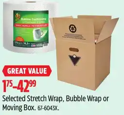 Canadian Tire Selected Stretch Wrap, Bubble Wrap or Moving Box offer