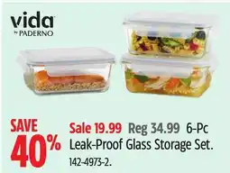 Canadian Tire Vida by PADERNO 6-Pc Leak-Proof Glass Storage Set offer