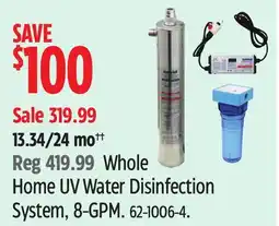 Canadian Tire Rainfresh Whole Home UV Water Disinfection System, 8-GPM offer