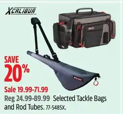 Canadian Tire Selected Xcalibur Tackle Bags and Rod Tubes offer