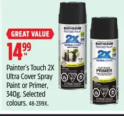 Canadian Tire Rust-Oleum Painter's Touch 2X Ultra Cover Spray Paint or Primer, 340g offer