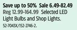 Canadian Tire NOMA Selected LED Light Bulbs and Shop Lights offer