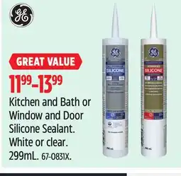 Canadian Tire GE Kitchen and Bath or Window and Door Silicone Sealant offer