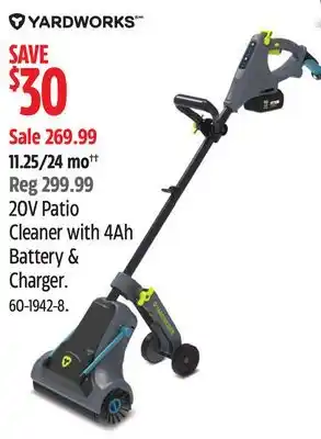 Canadian Tire Yardworks 20V Patio Cleaner with 4Ah Battery & Charger offer