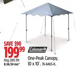 Canadian Tire Coleman One-Peak Canopy, 10 x 10' offer