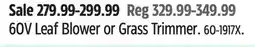 Canadian Tire Greenworks 60V Leaf Blower or Grass Trimmer offer