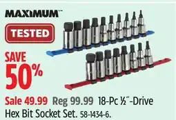 Canadian Tire MAXIMUM 18-Pc 1⁄2-Drive Hex Bit Socket Set offer