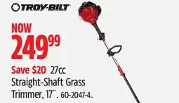 Canadian Tire Troy-Bilt 27cc Straight-Shaft Grass Trimmer, 17˝ offer