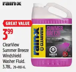 Canadian Tire Rain-X ClearView Summer Breeze Windshield Washer Fluid offer