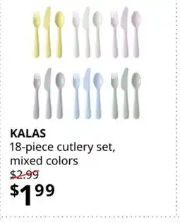 IKEA KALAS 18-piece cutlery set, mixed colors offer