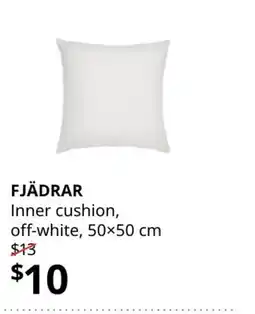 IKEA FJÄDRAR Inner cushion, off-white, 50x50 cm (20x20 ) offer