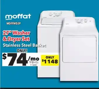 Surplus Furniture Moffat White 27 Washer & Dryer Set offer