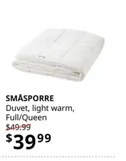 IKEA SMÅSPORRE Duvet, light warm, Full/Queen offer