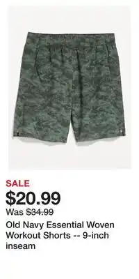 Old Navy Old Navy Essential Woven Workout Shorts -- 9-inch inseam offer