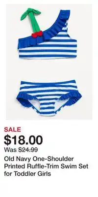 Old Navy Old Navy One-Shoulder Printed Ruffle-Trim Swim Set for Toddler Girls offer