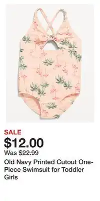 Old Navy Old Navy Printed Cutout One-Piece Swimsuit for Toddler Girls offer