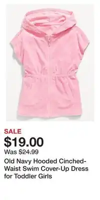Old Navy Old Navy Hooded Cinched-Waist Swim Cover-Up Dress for Toddler Girls offer