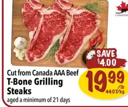 Farm Boy Cut from Canada AAA Beef T-Bone Grilling Steaks offer