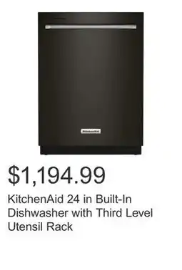 Costco KitchenAid 24 in Built-In Dishwasher with Third Level Utensil Rack offer
