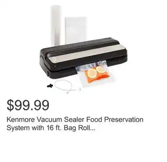 Costco Kenmore Vacuum Sealer Food Preservation System with 16 ft. Bag Roll & Bags offer