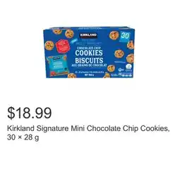 Costco Kirkland Signature Mini Chocolate Chip Cookies, 30 × 28 g offer