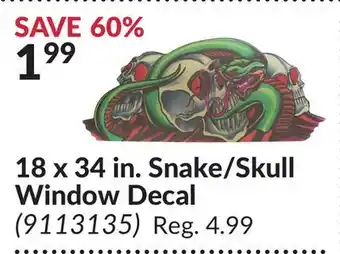 Princess Auto 18 x 34 in. Snake/Skull Window Decal offer