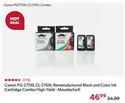 123Ink Canon PG-275XL CL-276XL Remanufactured Black and Color Ink Cartridge Combo High Yield - Moustache offer