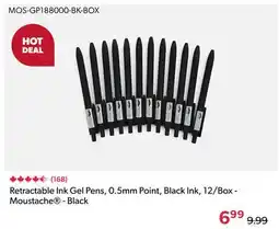 123Ink Retractable Ink Gel Pens, 0.5mm Point, Black Ink, 12/Box - Moustache - Black offer