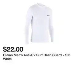 Decathlon Olaian Men's Anti-UV Surf Rash Guard - 100 White offer