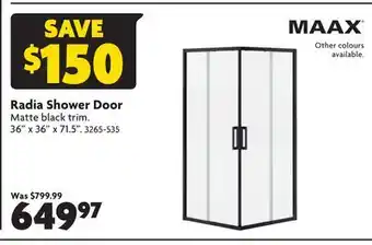Home Hardware Radia Shower Door offer
