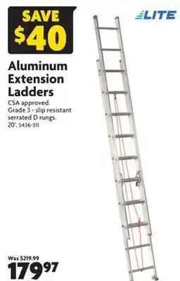 Home Hardware Aluminum Extension Ladder offer