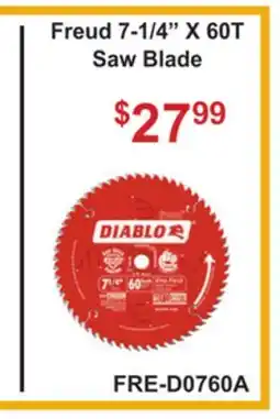 Atlas Tools & Machinery Freud 7-1/4 X 60T Saw Blade offer