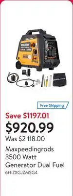 Walmart Maxpeedingrods 3500 Watt Generator Dual Fuel offer