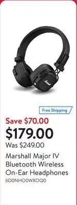 Walmart Marshall Major IV Bluetooth Wireless On-Ear Headphones offer