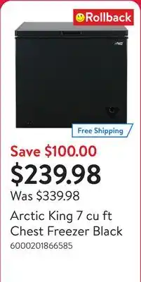 Walmart Arctic King 7 cu ft Chest Freezer Black offer